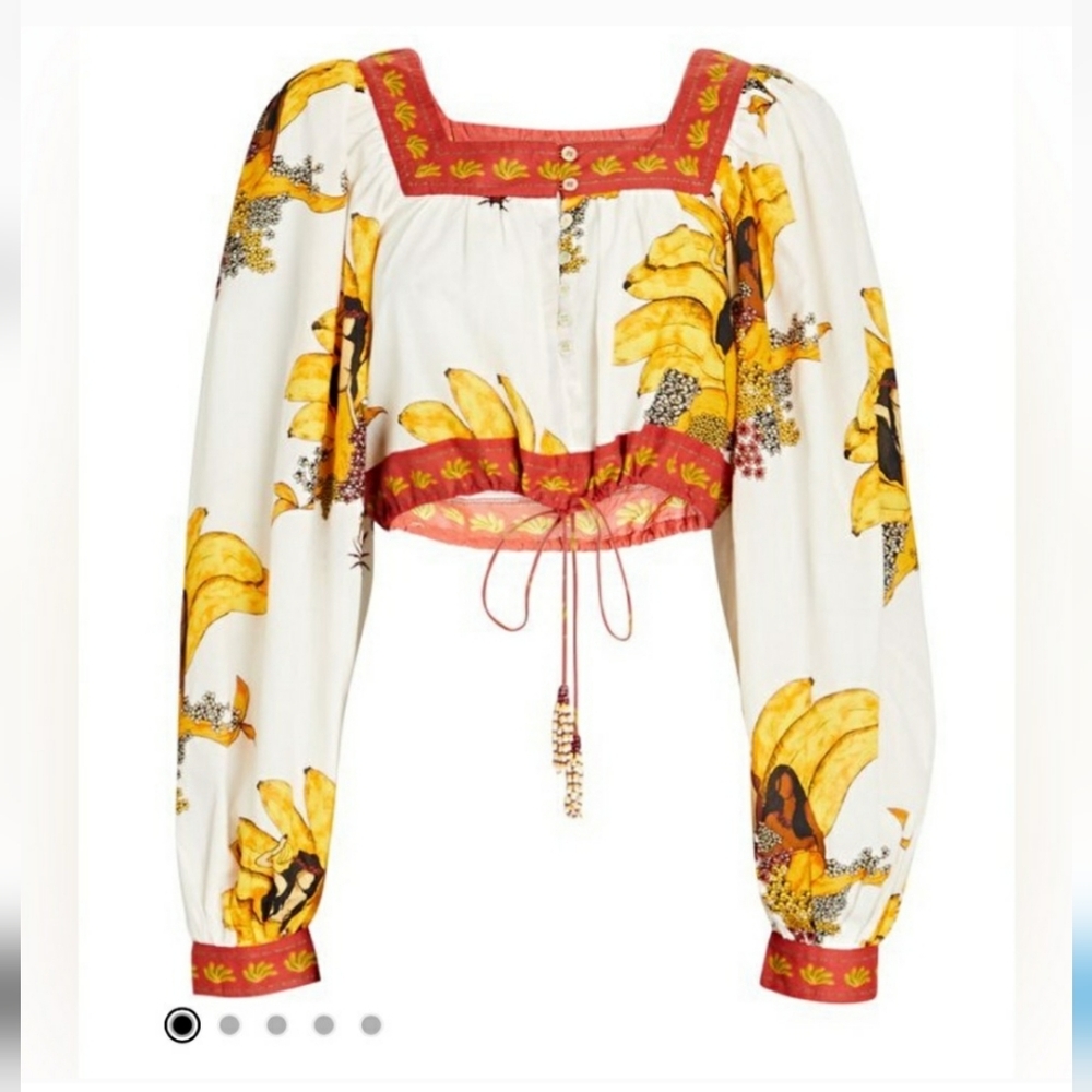 FARM Rio Yellow and Red Floral Crop Top